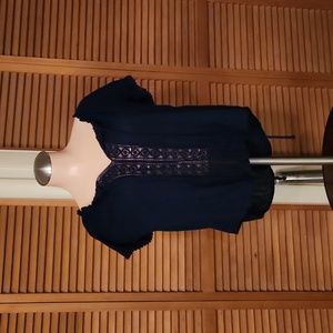 COPY - Navy blue short sleeves with lace on front